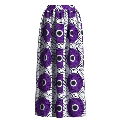 Women's Long High Waist Maxi Cotton African Skirt Ankara Print Matching Headwrap (no Necklace)3
