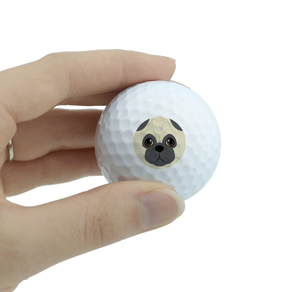 GRAPHICS & MORE Cute Pug Face Pet Dog Novelty Golf Balls 3 Pack
