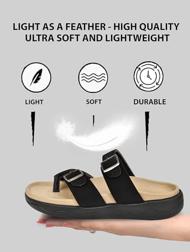Image of HEALTH FIT Extra Soft Premium Classic Cushion Sliders /with Adjustable Buckle Strap & Light Weight Anti-SkidWaterproof Luxurious Slippers for Men's HF119