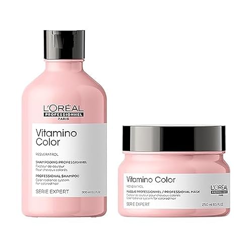 Vitamino Color Shampoo 300Ml & Hair Mask 250Gm Combo With Resveratrol For Color-Treated Hair, Serie Expert (Pack Of 2)