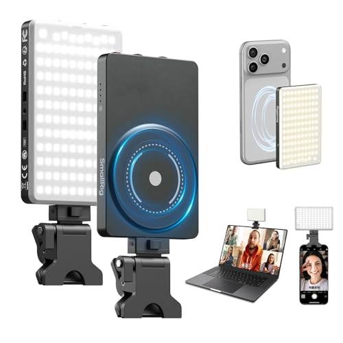 SMALLRIG Luz LED Magnética M3 para Video con Clip, 120 Leds 2000mAh CRI90+, 2700K 6500K, Luz de Relleno Portátil para iPhone, iPad, Cámaras/Laptops (Azul Tinta)   5505