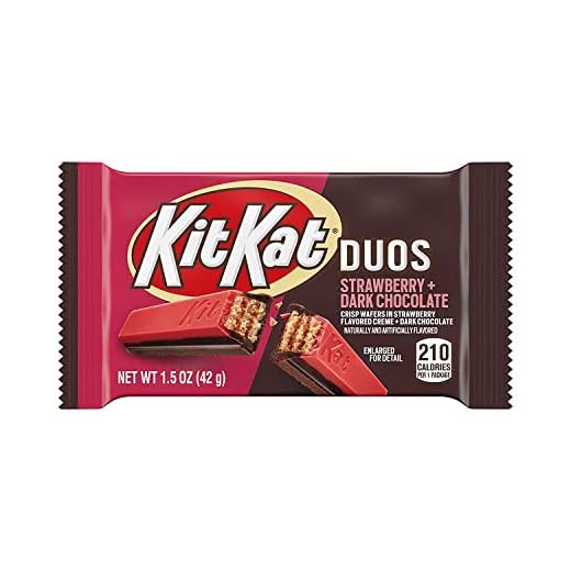KIT KAT DUOS Dark Chocolate and Strawberry Flavored Creme Wafer Candy, Bulk, Individually Wrapped, 1.5 oz Bars (24 Count)