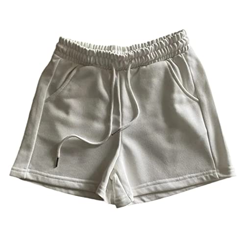 Short d'été en coton blanc XL décontracté à taille élastique