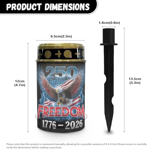 Image of Poceacles Eagle American Flag 1776-2026 Print Solar Lights Outdoor Waterproof Cemetery Solar Outdoor Candle Grave Decoration Votive Candles Blessed Lights for 250th Independence Day Decor