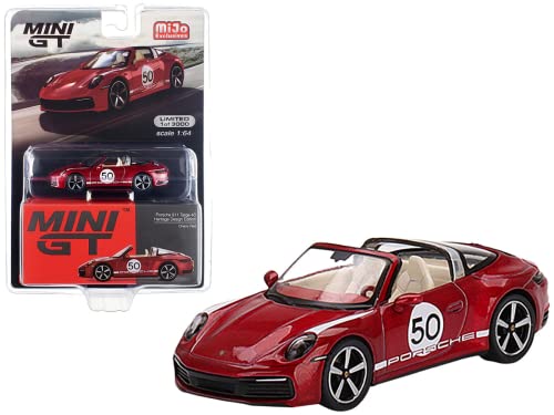 True Scale Miniatures Model Car Compatible with Porsche 911 Targa 4S Cherry Red Limited Edition 1/64 Diecast Model Car MGT00461