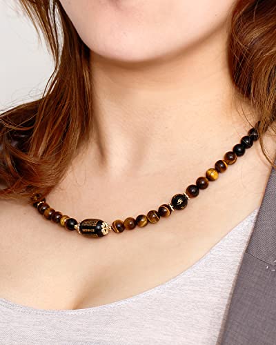 Jewever Feng Shui Black Obsidian with Tiger Eye Necklaces for Women Men’s Necklace Healing Crystals Amulet Bring Good Luck and Wealth3