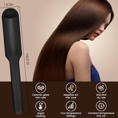 Plancha para el cabello cerámica portátil de doble voltaje, calentamiento rápido en 10 s, regulación de 4 niveles, plancha alisadora y rizadora 2 en 1 miniatura 2