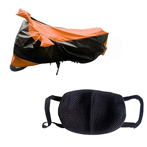 Image of Kandid Orange & Black Dust Proof & Water Resistant Double Mirror Pocket Bike Cover For Honda Cb Unicorn 150(ORANGE TYPE 1 Polyester)
