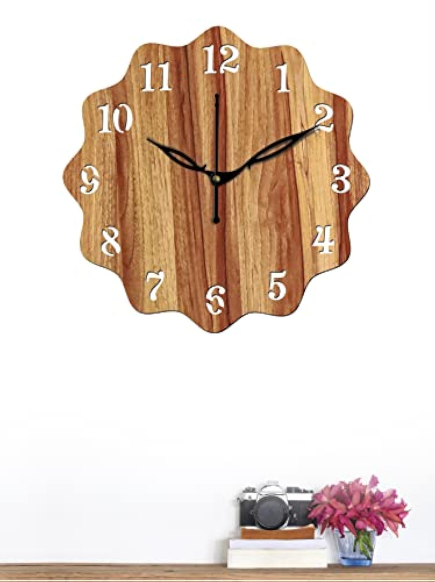 Wooden Wall Clock, 10 Inch Aum Design