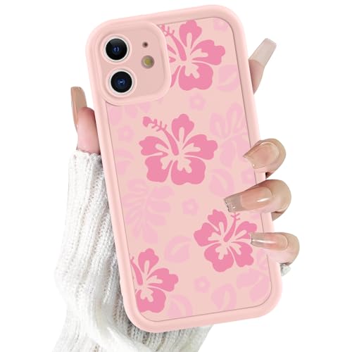 Yoedge Funda para iPhone 11 Flore, Silicona Carcasa con Aesthetic Lindo Rosa Flower Dibujos Cover para Mujer Niñas, Antigolpes Anti-arañazos Cámara Bumper Protector Case para iPhone11 6,1'