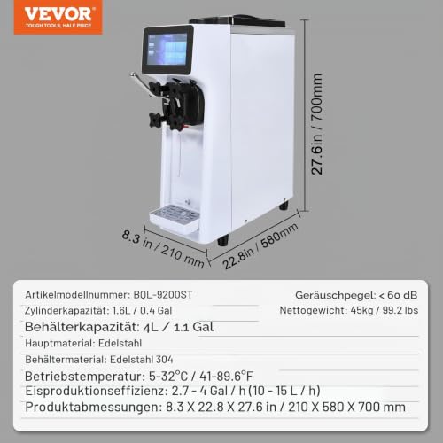 Foto von VEVOR Gewerblicher Speiseeisbereiter 10 L/h Softeismaschine