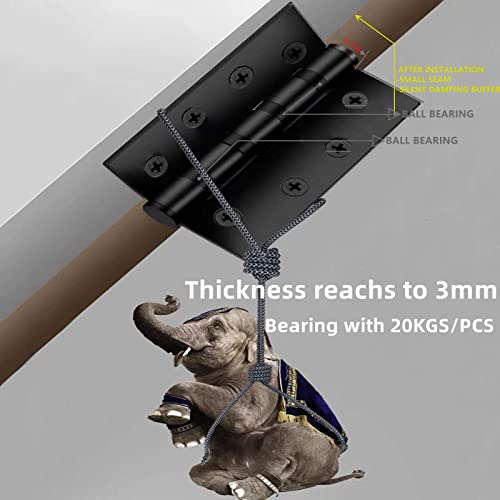 Stainless Steel Door Hinge Ball Bearing Nrp, Heavy Duty Inner And Outer Door Hardware For Left And Right Doors, 4" (101Mm) X 4" (101Mm) Door Hinge, Door Hinge 2 Pack (Black) #TOP3