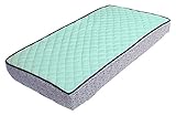 Bacati Noah Tribal Solid Quilted Top Cotton Percale with Polyester Batting Grid Gusset Diaper Changing Pad Cover, Mint/Navy