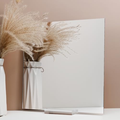 Image of Silver Mirror Acrylic Sheets, 5 Pack 12 inch x 12 inch Square Sheets, 1 /8 inch Thick (3mm) Rigid Tinted Mirror Acrylic Plexiglass