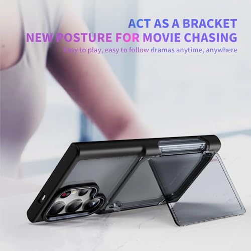 Image of KARWAN Shockproof Translucent Cardholder Back Case Cover Compatible with Samsung Galaxy S25 Ultra Hybrid with Strong Minimalist Design (Black)