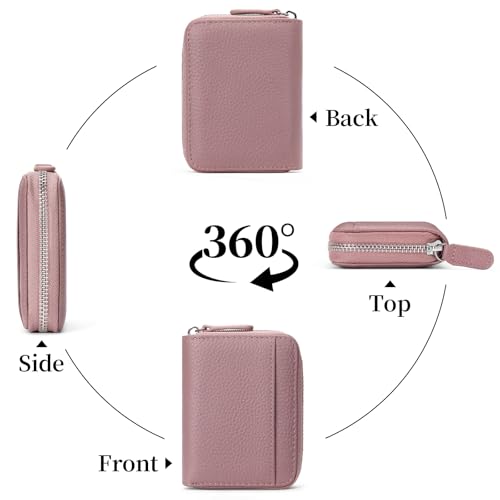 Image of SENDEFN RFID Credit Card Holder for Women Small Leather Zipper Card Case Wallet 15 Slots