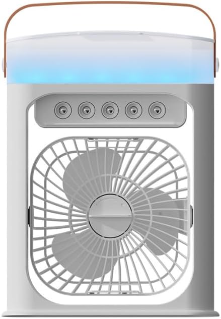 Portable Air Conditioner & Cooling Fan, Large Water Tank, Dual Mist Nozzles, 4 Speeds, 2 Mist Modes, 90° Oscillation, Quiet for Home Office（silver-grey）
