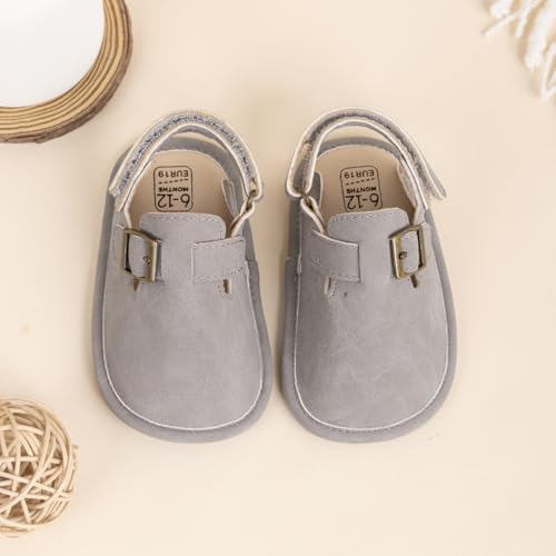 Image of KIDSUN Baby Boys Girls Sandals Adjustable Lightweight House Home Slippers Non Slip Newborn Prewalk First Walk Shoes