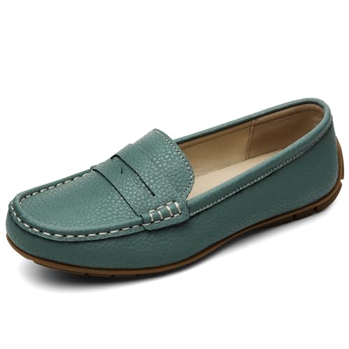 KORDAL Women's Comfortable Lightweight Leather Penny Loafers