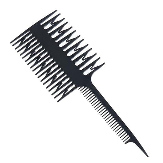 Ghelonadi Multi-Function Hairdressing Tools Comb Highlight Dyeing Barber Sectioning Detangling Comb Hair Coloring Comb 3 in 1 Hair Dyeing Double Side Separating Sectioning Comb Hair Cutting Comb pack of 1-image-1