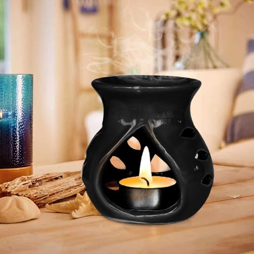 Image of Pure Source India Ceramic Aroma Burner (Set of 1, Black)