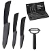 Produktbild icxox Keramikmesser-Set 4 Stück, Kochmesser(Chefmesser) & Mehrfunktionalmesser & Obstmesser & Sparschäler (Schwarz)