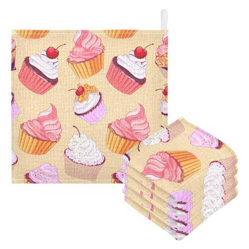 Kigai Delicious Little Cake Baby Washcloths,5pcs Ultra Soft Absorbent Towel,Newborn Bath Face Towel, Natural Reusable Baby Wipes for Sensitive Skin, Baby Registry as Shower