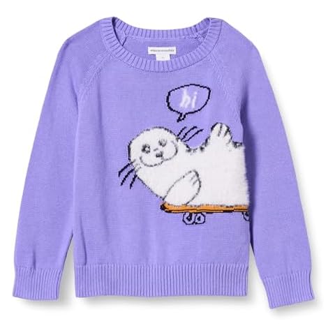 Amazon Essentials Girls' Purple Pullover Sweater Cover