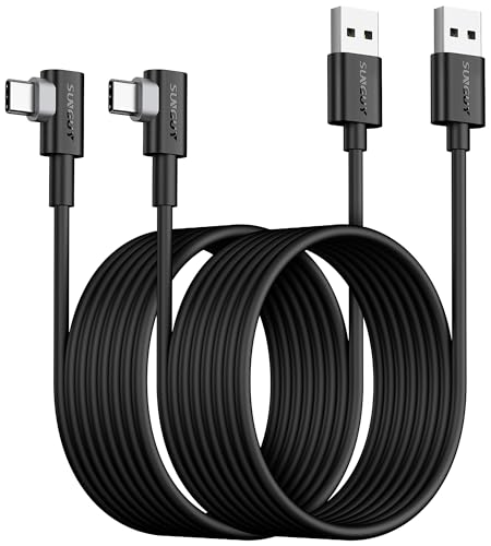 SUNGUY USB C Cable 90 Degree 3M, 2-Pack Right Angle 3A Fast Charging & Data Sync USB A to USB C Cord Compatible for Samsung Galaxy S21 S20 S10 S9 S8 Plus, Note 20 10 9 8, LG V50 V40 G8 G7