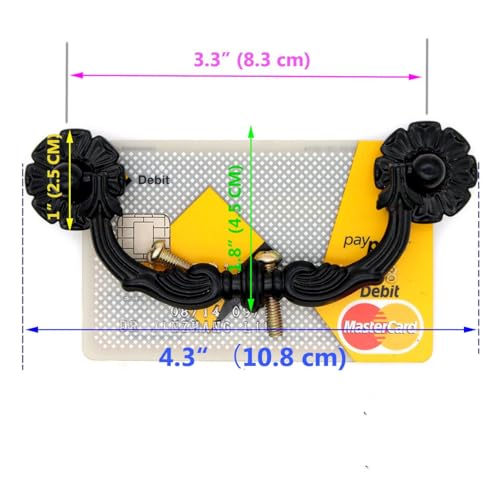 6 PCs Vintage Black Drawer Pulls Handles - Furniture & Cabinet Metal Bail Pull (Length 4-1/4 Inches) - Image 3