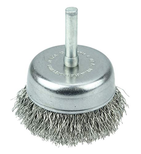 Image of Weiler 14319 2 inch Crimped Wire Utility Cup Brush, 0.0118 inch Stainless Steel Fill, 1 /4 inch Stem, Made in The USA (Pack of 10)
