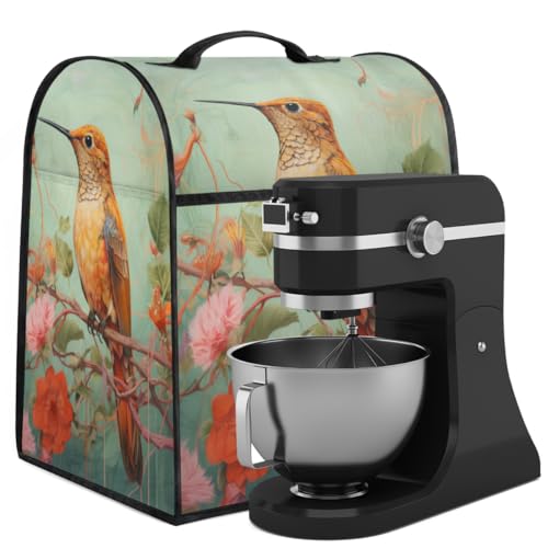 Coffee Maker Cover Hummingbird Flower Kitchen Appliance Covers Small Appliance Covers Blender Cover Juicer Cover Dust Covers for Kitchen Appliances with Top Handle and Pockets,Washable,B685