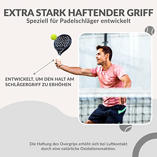 Palbea Padel Griffband - 6er-Pack - Extra Klebrig - Weiß - Hohe Schweißabsorption - Rutschfestes Padel Tennis Overgrip - Weiche Oberfläche - Speziell für Padel-Schläger entwickelt.