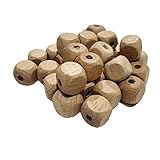 Arakierst 50pcs Beech Wooden Cube Square Beads 12mm Blank Wood Faceted Beads for Jewelry Making DIY Beading Necklace Product