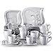 MALACASA serie Elvira Grey Vajillas Completas Modernas de 36 pcs Vajillas de Porcelana Marmol -6 Platos Llanos, Platos Hondos y Platos de Postre Tazas de Café y Platillos Mugs para 6 Personas