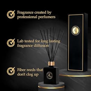 Reed Diffuser Reed Diffusers for Home Scent Sticks Home Fragrance Diffuser Set Office Air Freshener Modern Decor Black Diffuser Mens Bathroom Decor Cashmere Vanilla