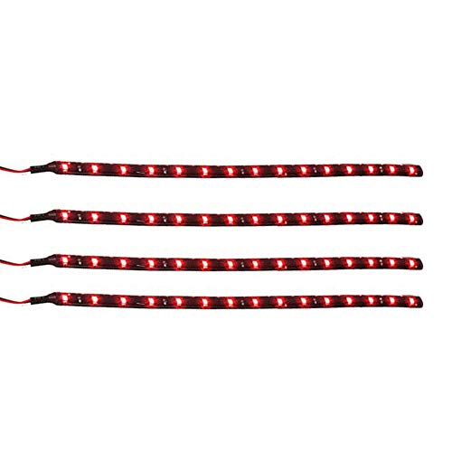 Tira LED impermeable flexible roja 12V para auto 30cm pack 4