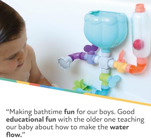 Nuby Wacky Waterworks Pipes Bath Toy with Interactive Features for Cognitive Development (Colors May Vary) 4