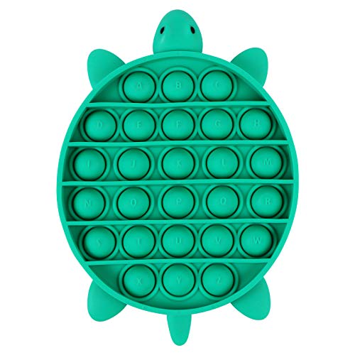EVERMARKET Push Pop Bubbles Fidget Sensory Toy,Bubble Popper Stress Reliever Silicone Squeeze Toy Anti-Anxiety Tools,a Great Way to Relax and Keep Busy for Kids and Adults(Turtle,Green)
