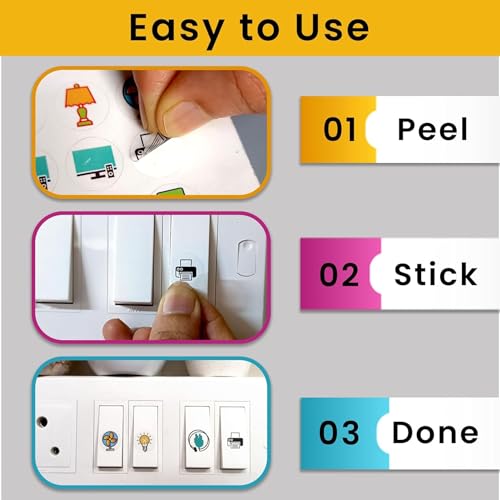 Image of Switch Board Stickers for Home and Office - 560 Self Adhesive Electric White Switch Board Covers, Vinyl Transparent Stickers for Lightbulb, Fan, AC, Stickers (Multicolour)