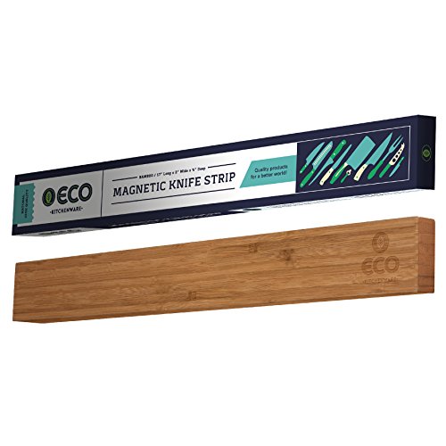 Magnetic Knife Strip | 17 Inch Bamboo Wood Knife Strip | Strong Magnetic
