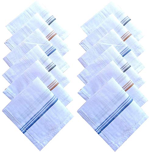 Kuber Industries Cotton 12 Piece Men's Handkerchief Set - White (...