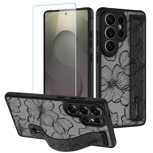 Coque Samsung S25 Ultra translucide fleurie antichoc avec béquille OOK