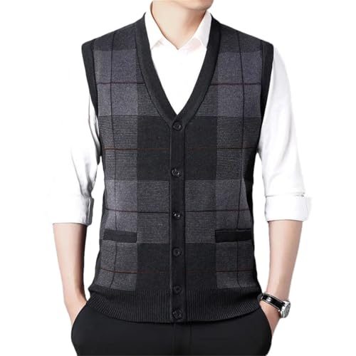 Mens V-Neck Slim Fit Sweater Vest Slim Fit Cardigan Knitted Sweater