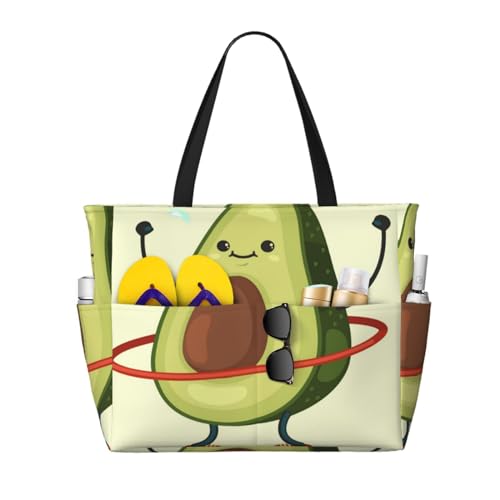 Sac à bandoulière pour femme grand sac de plage fourre-tout avocat mignon à poignées