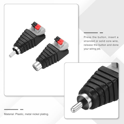 Adaptador RCA macho y hembra 10 unidades negro miniatura 3