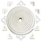 Baby Proofing Edge Corner Protector 16.4 ft Edge + 20 Corners, Momcozy Table Bumper Guard, Soft Rubber Foam Guard Pre-Taped Baby Safety Corners Cushion,Heavy-Duty, White