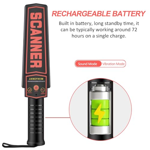 Image of Handheld Metal Detector Wand Security Scanner,High-Sensitivity Security Wand Metal Detector,Nail Finder,Metal Detector Wand for Woodworking (Built-in Battery, with Charging Line)