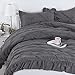 Hombys Oversized King Comforter Set, Ultra Soft Pinch Pleat Bedding with Pintuck Down Alternative Comforter, Ruffles for All Season (Dark Grey, Oversized King-120
