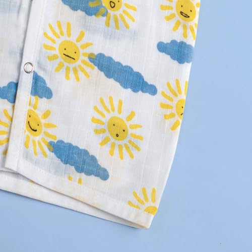 Image of Kidbea Newborn Baby Jhabla Muslin Cotton Clothes for Boys & Girls | Soft Breathable, Cute Printed Sleeveless Baby Wear with Button Closure